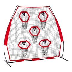 2133.6 x 2133.6mm Football Trainer Throwing Net, Training Throwing Target Practice Net with 5 Target Pockets, Knotless Net Includes Straps and Portable Carry Case, Improve QB Throwing Accuracy