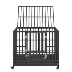 47 Inch Heavy Duty Dog Crate, Indestructible Dog Crate, 3-Door Heavy Duty Dog Kennel for Medium to Large Dogs with Lockable Wheels and Removable Tray, High Anxiety Dog Crate for Indoor & Outdoor
