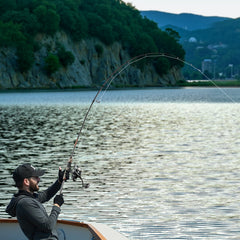 Rod and Fishing Reel Combo, IM6 Fiberglass & Carbon Fiber Spinning Rod and Reel Combo, Bass Fishing Pole with 2m Two-Piece Rods, 6+1 Ball Bearings, Stainless Steel Guides with Ceramic Rings