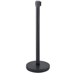 Crowd Control Stanchion, Set of 6 Pieces Stanchion Set, Stanchion Set with 6.6 ft/2 m Red Retractable Belt, Crowd Control Barrier with Rubber Base – Easy Connect Assembly for Crowd Control (Black)