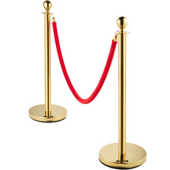 4PCS Gold Stanchion Posts Queue, 38 Inch Red Velvet Rope, Crowd Control Barriers Queue Line Rope, Barriers for Party Supplies
