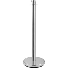 Crowd Control Stanchion, Set of 2 Pieces Stanchion Set, Stanchion Set with 5 ft/1.5 m Black Velvet Rope, Silver Crowd Control Barrier with Sturdy Concrete and Metal Base - Easy Connect Assembly