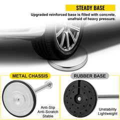 Crowd Control Stanchion, Set of 2 Pieces Stanchion Set, Stanchion Set with 5 ft/1.5 m Black Velvet Rope, Silver Crowd Control Barrier with Sturdy Concrete and Metal Base - Easy Connect Assembly