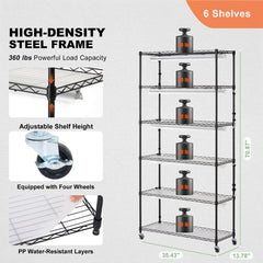 Plant Stand with Grow Light 6 Tiers 180W 180 cm Indoor Plant Grow Shelf
