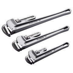 3-Piece Pipe Wrench Set, 10" 14" 18" Aluminum Straight Pipe Wrench, Adjustable Plumbing Wrench, with High Strength Jaw and Ergonomic Handle, Hangable Design, for Water Pipes, Automotive Repairs