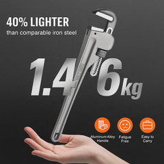 3-Piece Pipe Wrench Set, 10" 14" 18" Aluminum Straight Pipe Wrench, Adjustable Plumbing Wrench, with High Strength Jaw and Ergonomic Handle, Hangable Design, for Water Pipes, Automotive Repairs