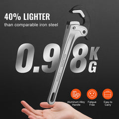 Pipe Wrench, 14" Aluminum Straight Pipe Wrench, Automatic Jaw Adjustment, Adjustable Plumbing Wrench, Easy to Carry, Ergonomic Handle, Hangable Design, for Water Pipes, Automotive Repairs