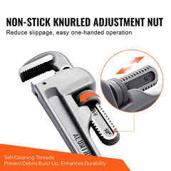 Pipe Wrench, 18" Aluminum Straight Pipe Wrench, Adjustable Plumbing Wrench, with High Strength Jaw and Ergonomic Handle, Easy to Carry, Hangable Design, for Water Pipes, Automotive Repairs