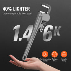 Pipe Wrench, 18" Aluminum Straight Pipe Wrench, Adjustable Plumbing Wrench, with High Strength Jaw and Ergonomic Handle, Easy to Carry, Hangable Design, for Water Pipes, Automotive Repairs