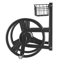 Wall Mounted Garden Hose Reel 125ft 5/8 in Metal Hose Reel with Basket