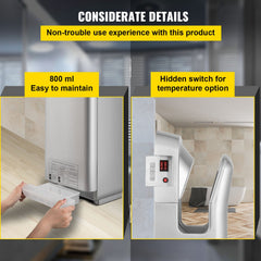 Jet Hand Dryer Blade Hand Dryer Automatic High Speed for Washroom Silver