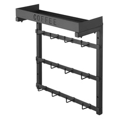 Coffee Mug Holder Wall Mounted w/ 12 Movable Hooks and Top Shelf Cup Rack