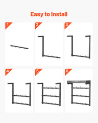 Coffee Mug Holder Wall Mounted w/ 12 Movable Hooks and Top Shelf Cup Rack
