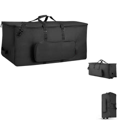 Electronic Drum Kit Bag, 600D, Padded Drum Bag with Wheels, Large 920 x 420 x 410 mm Interior, Lightweight Travel Case with Detachable Dividers, and Multiple Pockets, for Electric Drums, Black