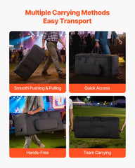 Electronic Drum Kit Bag, 600D, Padded Drum Bag with Wheels, Large 920 x 420 x 410 mm Interior, Lightweight Travel Case with Detachable Dividers, and Multiple Pockets, for Electric Drums, Black