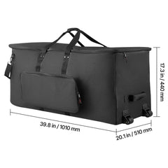 Electronic Drum Kit Bag, 600D, Padded Drum Bag with Wheels, Large 920 x 420 x 410 mm Interior, Lightweight Travel Case with Detachable Dividers, and Multiple Pockets, for Electric Drums, Black