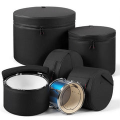 5-Piece Drum Case Set, 600D, Padded Drum Bags for Bass, Tom, and Snare, Thick Padding, Lightweight Protective Covers, Travel Storage Cases with Portable Handle, for Drums Accessories Protection