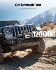 Electric Winch, 5400 kg Load Capacity, 12V DC Truck Winch with Φ9.1 mm x 26 m Steel Rope, Wireless & Wired Remote Control, Suitable for Towing SUV Jeep Trailer Boat Off-Road Vehicle