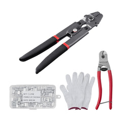 Crimping Tool, Up To 2.2mm Wire Rope Crimping Tool, Crimping Loop Sleeve Kit with a Cable Cutter and 160pcs Aluminum Buckles, Teflon Coating Anti-Rust Fishing Crimping Tool