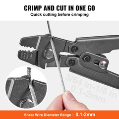 Crimping Tool, Up To 2.2mm Wire Rope Crimping Tool, Crimping Loop Sleeve Kit with a Cable Cutter and 160pcs Aluminum Buckles, Teflon Coating Anti-Rust Fishing Crimping Tool