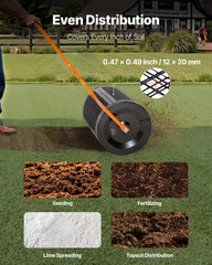 Compost Spreader, 24 in Wide Peat Moss Spreader with T Shaped Handle, 3 Heights Adjustable, Powder-Coated Steel Garden Peat Moss Roller, Heavy Duty Grass Seed Spreaders for Planting Seeding