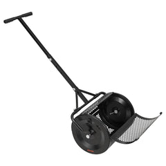 Compost Spreader, 42 cm Wide Peat Moss Spreader with T Shaped Handle, 3 Heights Adjustable, Powder-Coated Steel Garden Peat Moss Roller, Heavy Duty Grass Seed Roller for Planting Seeding, Black