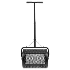 Compost Spreader, 42 cm Wide Peat Moss Spreader with T Shaped Handle, 3 Heights Adjustable, Powder-Coated Steel Garden Peat Moss Roller, Heavy Duty Grass Seed Roller for Planting Seeding, Black