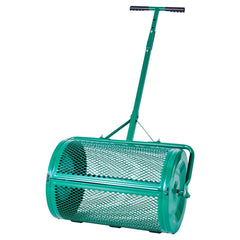 Compost Spreader, 24 in Wide Peat Moss Spreader with Push/Tow Handle, 4 Heights Adjustable, Powder-Coated Steel Garden Peat Moss Roller, Heavy Duty Grass Seed Spreaders for Planting Seeding