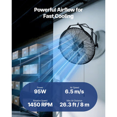 615mm Industrial Wall Mount Fan 3 Speed 4650 CFM for Garage Greenhouse