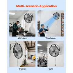 615mm Industrial Wall Mount Fan 3 Speed 4650 CFM for Garage Greenhouse
