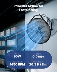 615mm Industrial Wall Mount Fan 3 Speed 4650 CFM for Garage Greenhouse