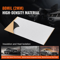 Car Sound Deadening Mat, 80 mil 3.3sq.m Car Sound Dampening Material, Butyl Automotive Sound Deadener, Noise Insulation and Vibration Dampening Material for Car