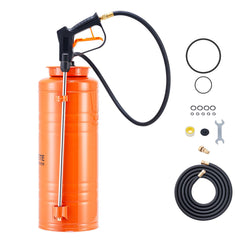 Industrial Concrete Sprayer, 14L Stainless Steel Sprayer, Heavy Duty Tri-Poxy Pump Sprayers, 52cm Wand with Ergonomic Gun Handle, 1.2m & 3m Hoses, 2 Brass Nozzles for Construction, Garden