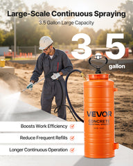 Industrial Concrete Sprayer, 14L Stainless Steel Sprayer, Heavy Duty Tri-Poxy Pump Sprayers, 52cm Wand with Ergonomic Gun Handle, 1.2m & 3m Hoses, 2 Brass Nozzles for Construction, Garden