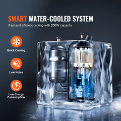 Industrial Water Chiller, KH-6000, 200W Industrial Water Cooler Cooling System with Compressor 12 L Water Tank Capacity 7.8 L/min Max Flow Rate, for CO2 Laser Engraving Machine Cooling Machine
