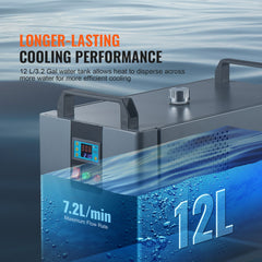 Industrial Water Chiller, KH-6000, 200W Industrial Water Cooler Cooling System with Compressor 12 L Water Tank Capacity 7.8 L/min Max Flow Rate, for CO2 Laser Engraving Machine Cooling Machine