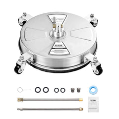 16.5" Pressure Washer Surface Cleaner, Stainless Steel Pressure Washer Attachments with 4 Wheels, 4000 Max PSI, 1/4 Quick Connector, 2 Spray Nozzles, 2 Extended Wands for Concrete, Patio, Deck