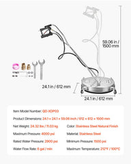 24" Pressure Washer Surface Cleaner, Stainless Steel Pressure Washer Attachments with 4 Wheels, 4000 Max PSI, 3/8 Quick Connector, 2 Spray Nozzles, Dual Handle, for Concrete, Patio, Sidewalk