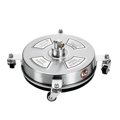 14" Pressure Washer Surface Cleaner, Stainless Steel Pressure Washer Attachments with 4 Wheels, 4000 Max PSI, 1/4 Quick Connector, 2 Spray Nozzles, 2 Extended Wands for Concrete, Patio, Deck