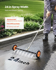24" Pressure Washer Undercarriage Cleaner, Stainless Steel Surface Cleaner for Pressure Washer, 4000 Max PSI, Angle Adjustment Gear, 7 Spray Nozzles, 2 Extended Wands for Driveway, Patio, Deck