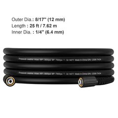 Pressure Washer Hose, 25 FT, 1/4" Kink Free M22-14mm Brass Thread Replacement For Most Brand Pressure Washers, 3/4'' Bending Radius, 3600 PSI Heavy Duty Power Washer Extension Replacement Hose