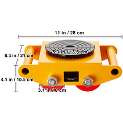 Machinery Skate Dolly Machinery Mover 13200lbs/6T Carbon Steel 4 PU Wheels