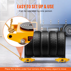 4PCS Machinery Skate Dolly Mover Skate 26455LBS/12T 4 Carbon Steel Wheels