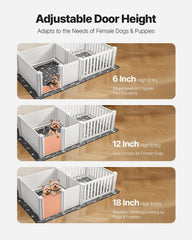 Dog Whelping Box, 1.86x0.97x0.5 m, Plastic Dog Whelping Pen with Adjustable Height Door, Puppy Playpen with Waterproof Pee Pad, Easy to Clean, Durable Indoor Pet Birth Kit for Medium Sized Dogs
