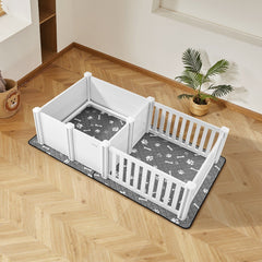 Dog Whelping Box, 1.86x0.97x0.5 m, Plastic Dog Whelping Pen with Adjustable Height Door, Puppy Playpen with Waterproof Pee Pad, Easy to Clean, Durable Indoor Pet Birth Kit for Medium Sized Dogs