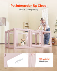 Dog Whelping Box, 1.54x1x0.6 m Plastic Dog Whelping Pen for Medium Sized Dogs, Waterproof Transparent Puppy Playpen with Windows & Door Lock, Easy to Clean, Durable Indoor Pet Dogs Cats Birth Kit