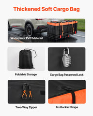 60" x 24" x 6", Hitch Cargo Carrier, 500 lbs Capacity Hitch Cargo Carrier with Cargo Net with Hook & Waterproof Cargo Bag, Folding Hitch Mount Cargo Carrier with Ratchet Straps, Fit for SUVs