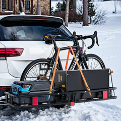 60" x 24" x 6", Hitch Cargo Carrier, 500 lbs Capacity Hitch Cargo Carrier with Cargo Net with Hook & Waterproof Cargo Bag, Folding Hitch Mount Cargo Carrier with Ratchet Straps, Fit for SUVs