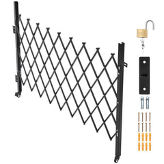 Single Folding Security Gate, Lockable Scissor Gate with 360 degree Swivel Casters, Outdoor Barricade Steel Retractable Gates, for Entry Security, Garage, Warehouse & Pool, 1900 x 1310 mm (W x H)