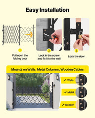 Single Folding Security Gate, Lockable Scissor Gate with 360 degree Swivel Casters, Outdoor Barricade Steel Retractable Gates, for Entry Security, Garage, Warehouse & Pool, 1900 x 1310 mm (W x H)